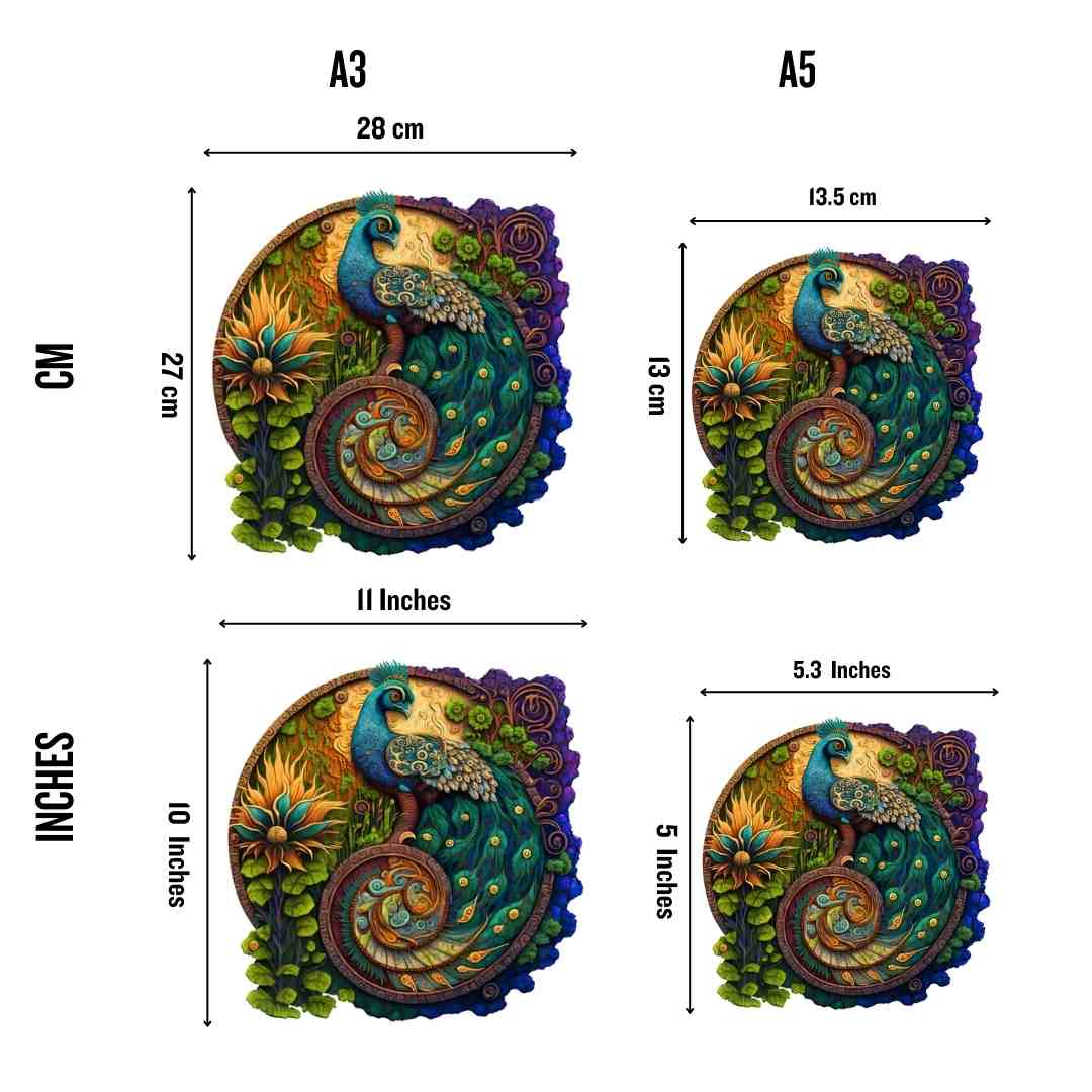 Floraler Pfau - Holzpuzzle