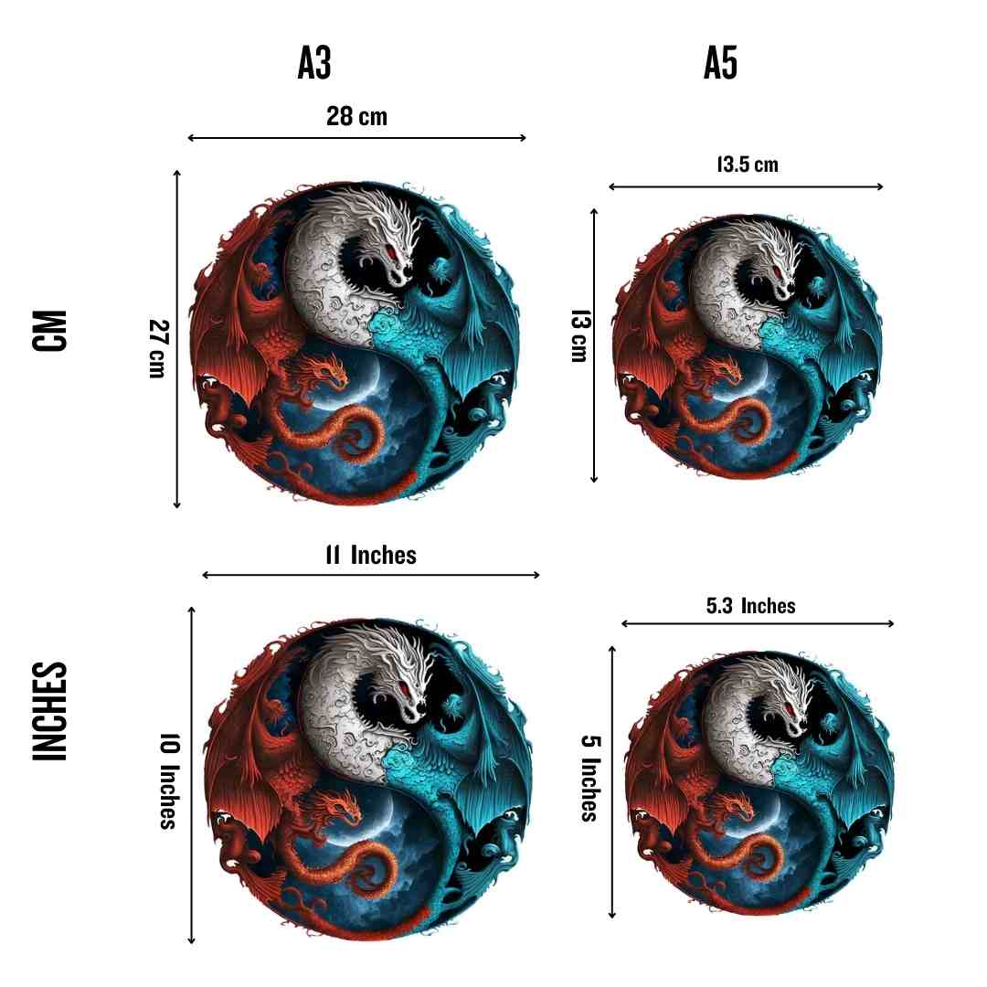 Drache Yin Yang - Holzpuzzle