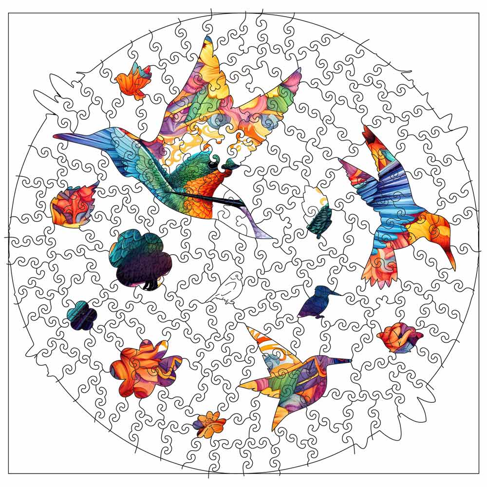 🔥Letzter Tag - Lebendige Kolibris - Holzpuzzle