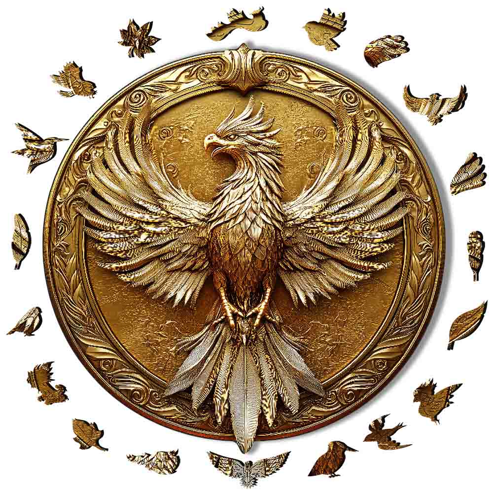 Goldener Phönix – Holzpuzzle