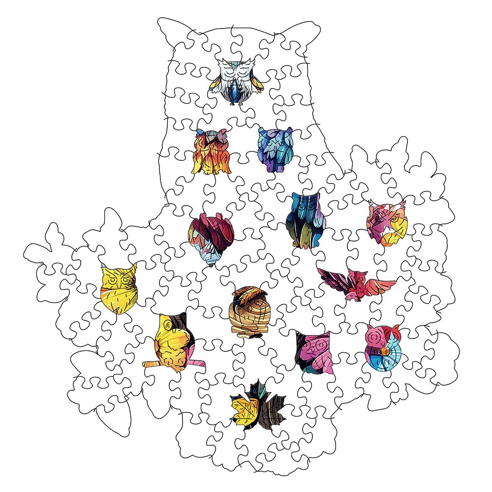 Blumen-Eule – Holzpuzzle