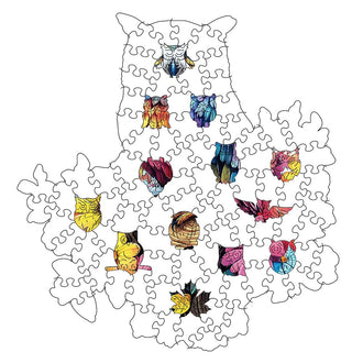 Blumen-Eule – Holzpuzzle