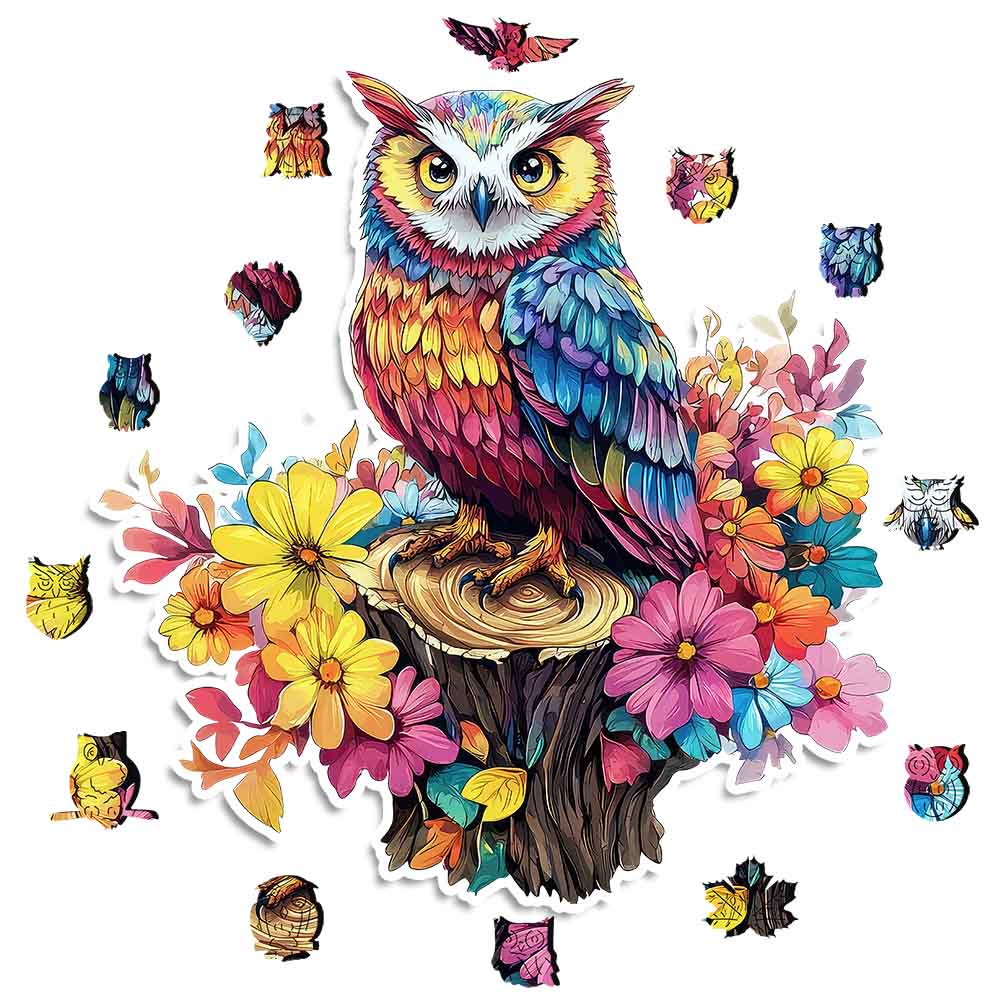 Blumen-Eule – Holzpuzzle