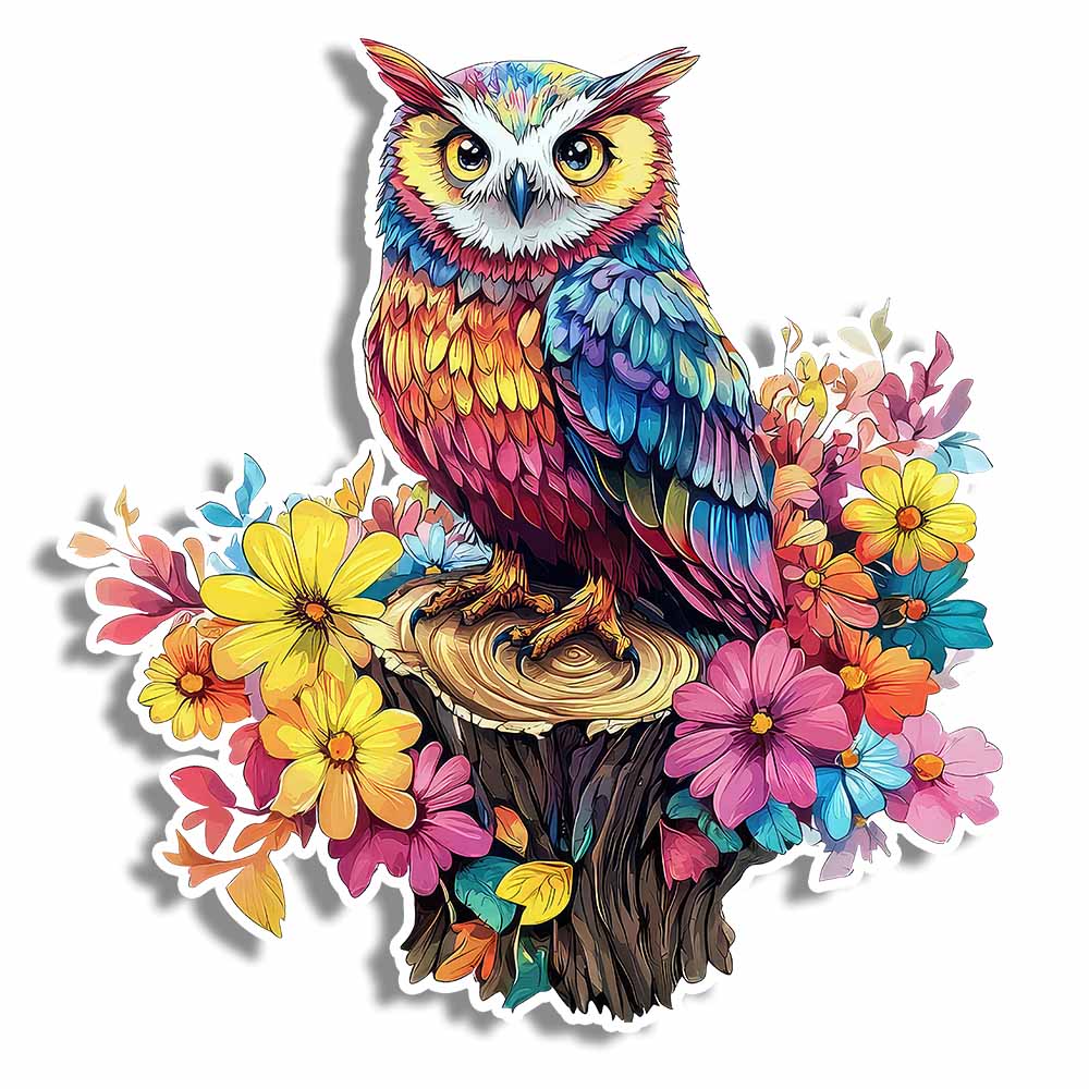 Blumen-Eule – Holzpuzzle