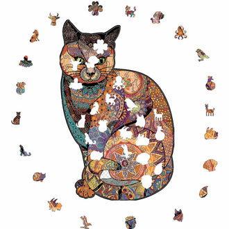 🔥Letzter Tag – Katze inspiriert von Klimt – Holzpuzzle