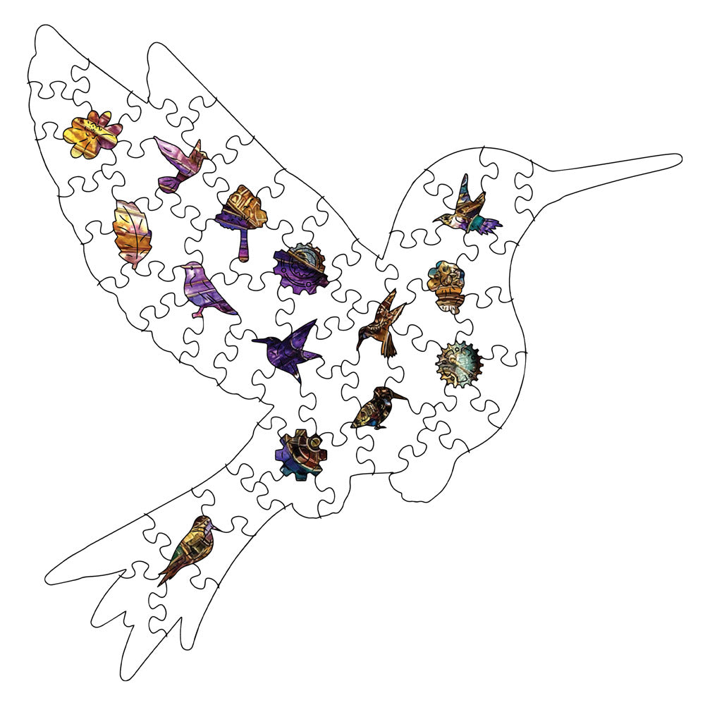 Mechanischer Kolibri – Holzpuzzle