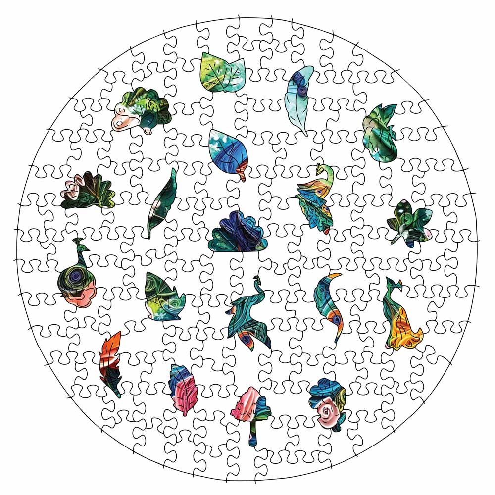 Blühender Pfau – Holzpuzzle