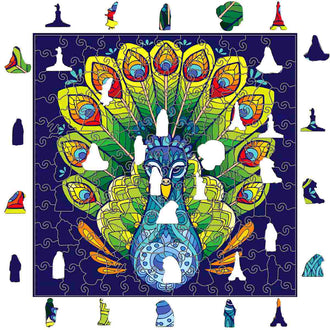 Singender Pfau - Wooden Jigsaw Puzzle