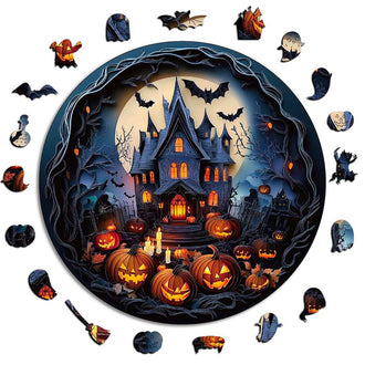 Halloween Schloss - Holzpuzzle